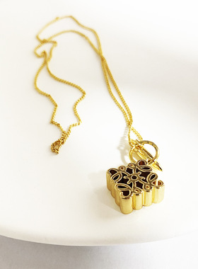 欧美复古金色项链 新款潮颈链轻奢小众高级感时尚手链女 罗家耳饰