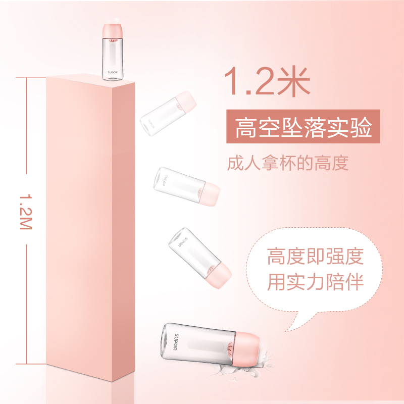 苏泊尔水杯女儿童清新可爱bb杯随手杯子tritan学生夏天便携塑料杯 - 图2