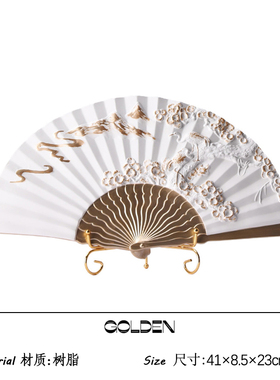 中国风折扇摆件售楼部样板间酒柜玄关软装饰品酒店会所扇形摆设