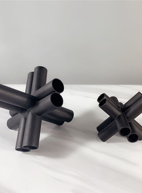 黑色铁艺十字镇纸工艺品摆件北欧现代轻奢家居装饰电视柜桌面摆件