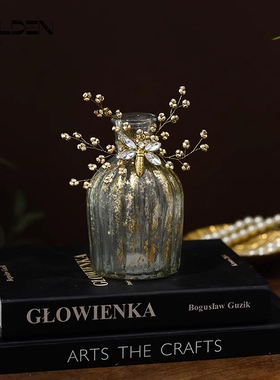 印度进口迷你小花瓶玻璃花器高档香薰瓶欧式复古做旧香精瓶摆件