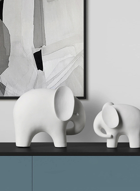 陶瓷白色大象工艺品家居饰品客厅酒柜办公室玄关装饰乔迁新居摆件