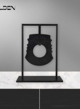 古典新中式玉璧雕刻花纹屏风摆件树脂工艺品书房客厅中国风装饰品