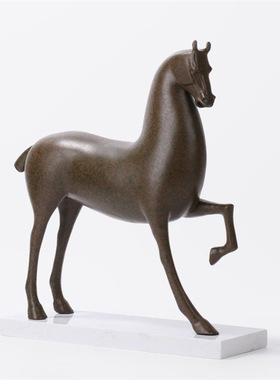 新中式家居客厅玄关马摆件样板房售楼处别墅家具卖场轻奢软装饰