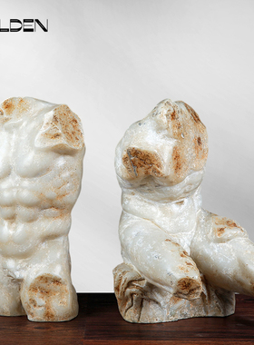 欧式美式古希腊神话阿波人物残缺雕像样板房书房软装饰品树脂摆件