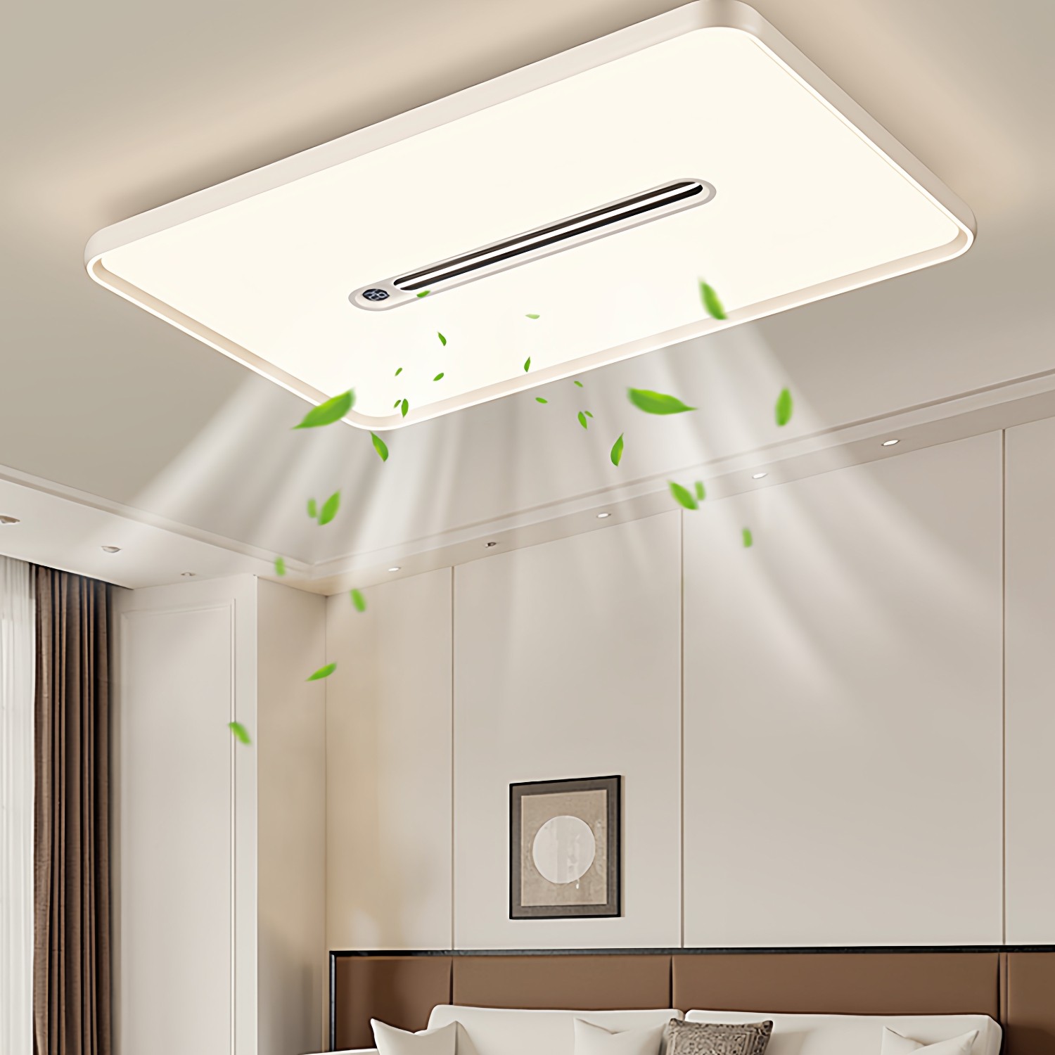 无叶风扇灯2025年新款胡桃木色现代简约大气全光谱护眼隐形吊扇灯,淘宝优惠券,粉丝福利购,淘宝优惠卷