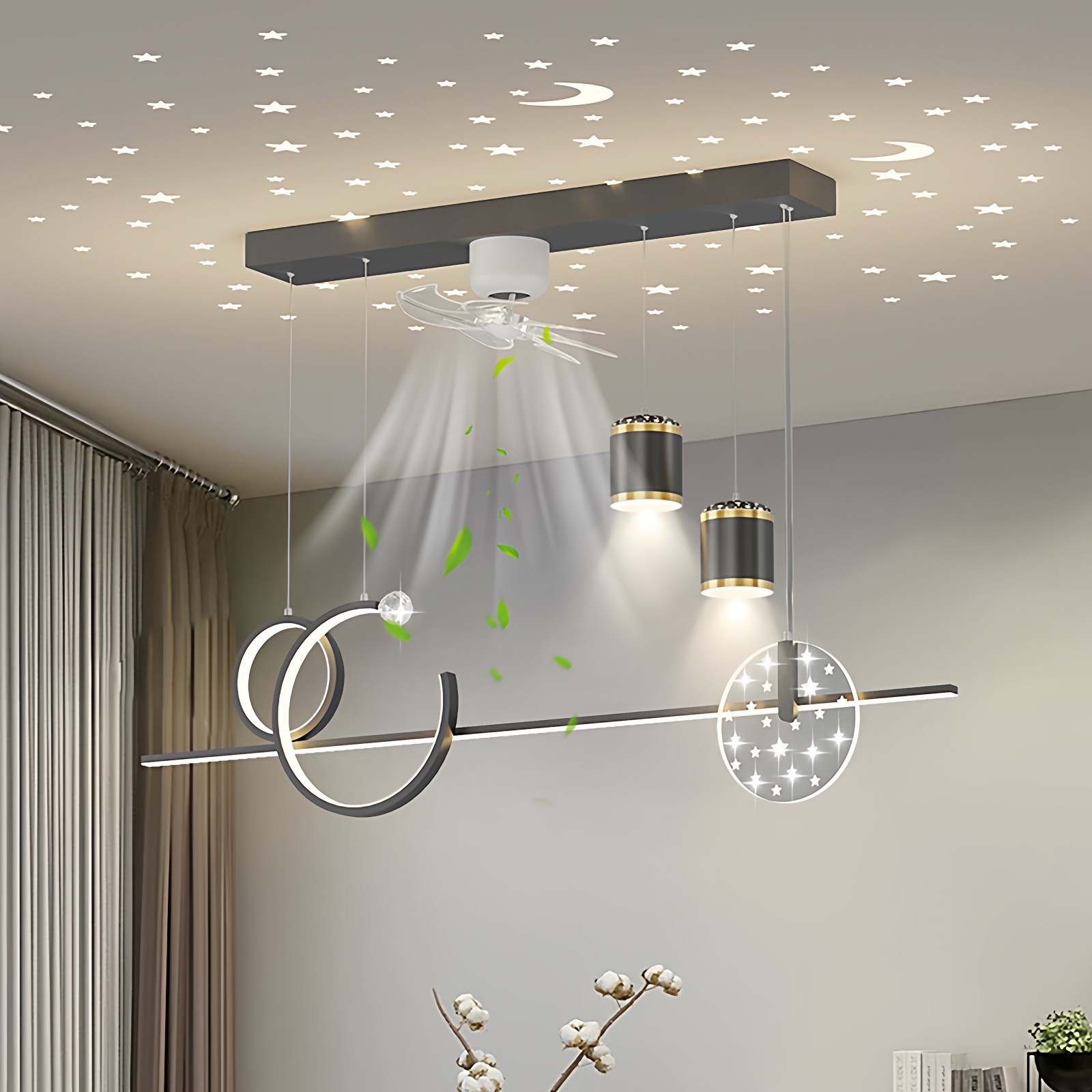 风扇灯2025新款客厅护眼全光谱灯具现代简约家用餐厅卧室中山灯具,淘宝优惠券,粉丝福利购,淘宝优惠卷