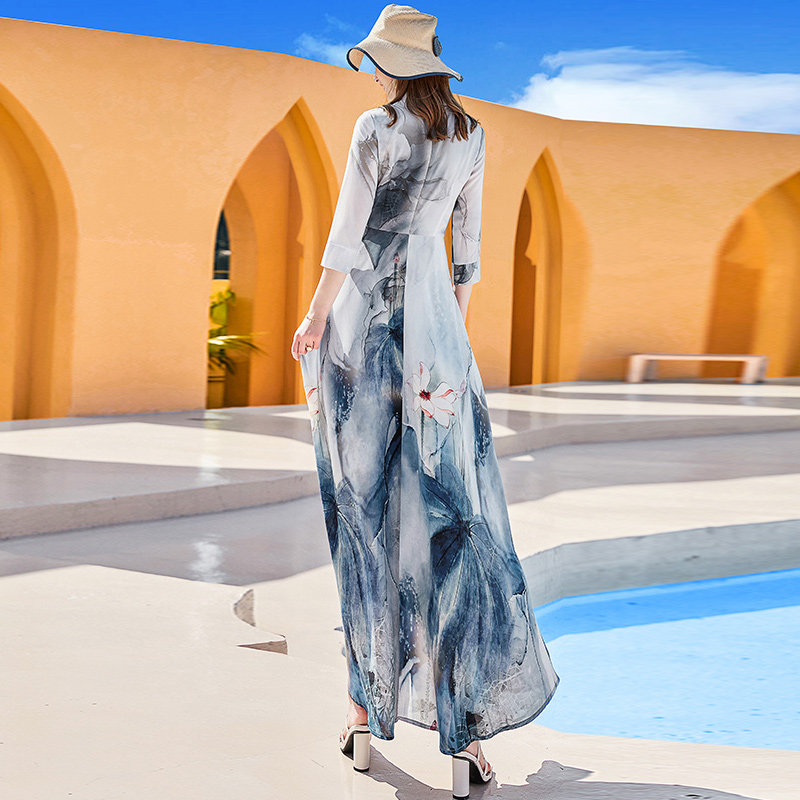国际大牌2022新款女夏雪纺高级长裙 帝弗润驰连衣裙