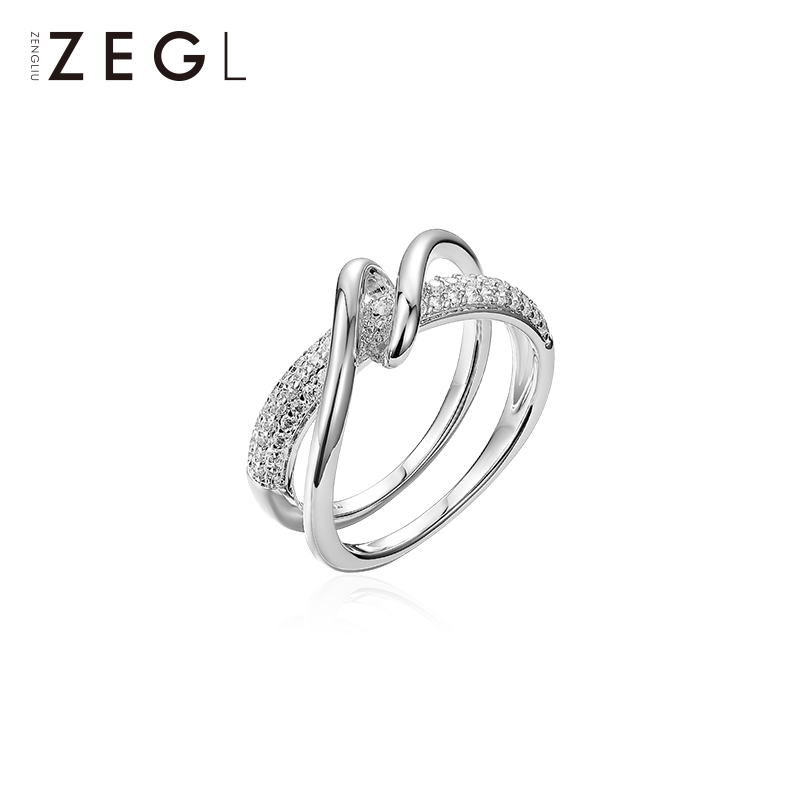 ZENGLIU交叉戒指女轻奢小众设计精致简约冷淡风个性网红食指戒子-图0