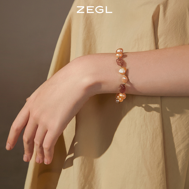 ZEGL巴洛克淡水珍珠手链女生手串新款小众设计草莓晶串珠生日礼物 - 图1