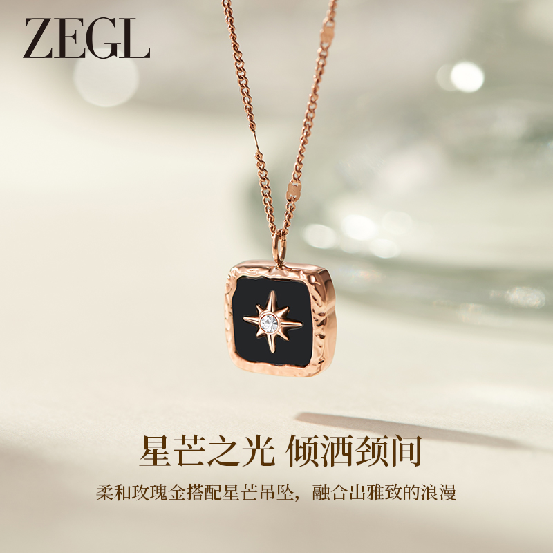 ZEGL设计师玫瑰金法式项链女春夏季轻奢小众高级感搭配毛衣锁骨链 - 图0