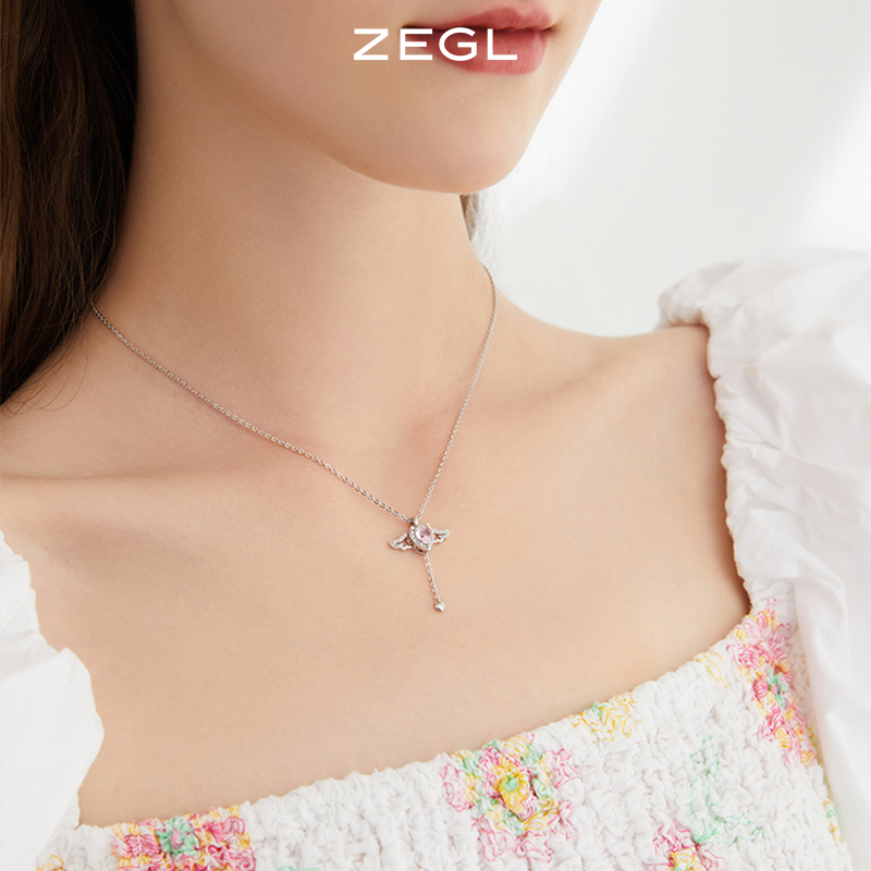ZEGL丘比特之心925纯银项链女天使轻奢小众情人节礼物送女友配饰