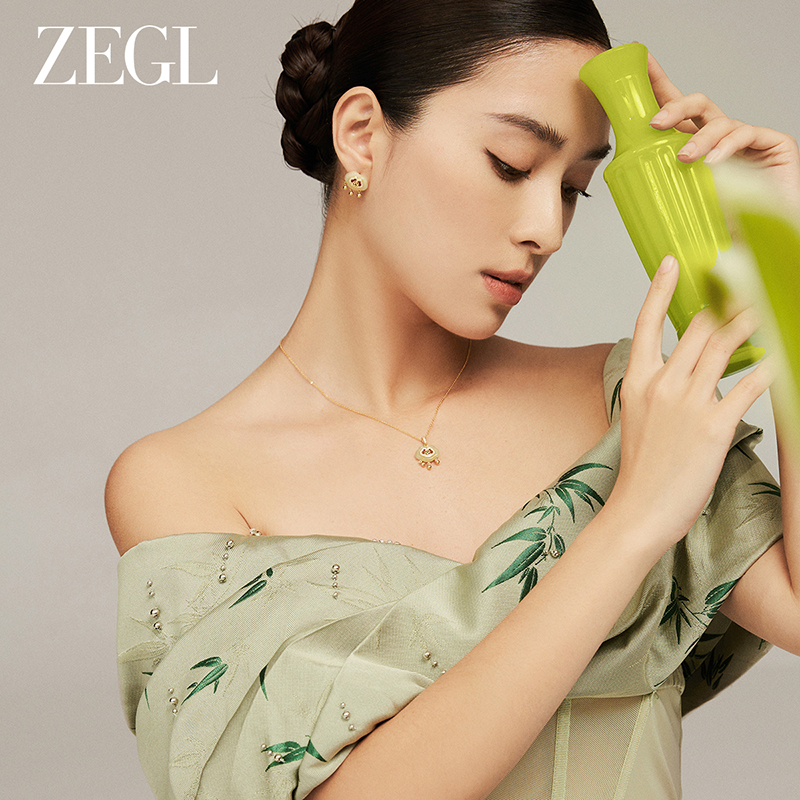 ZEGL设计师925银母亲节礼物和田玉项链女款2025新款如意锁骨颈链