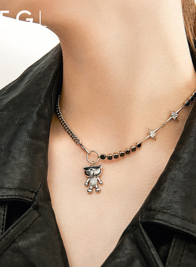 zegl设计师甜酷小熊星星短款项链