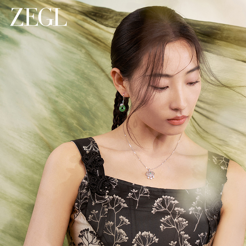 ZEGL925银水滴耳环女2024新款爆款新中式耳钩独特耳钉玉髓耳饰品 - 图3