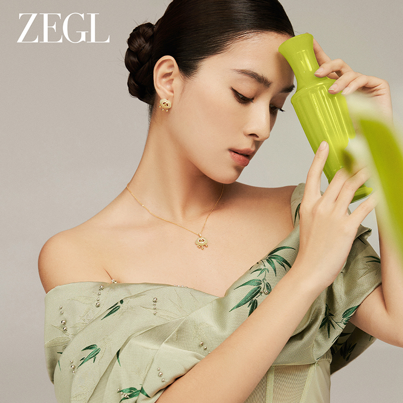 ZEGL设计师925银母亲节礼物和田玉耳环女2024新款新中式耳钉耳饰