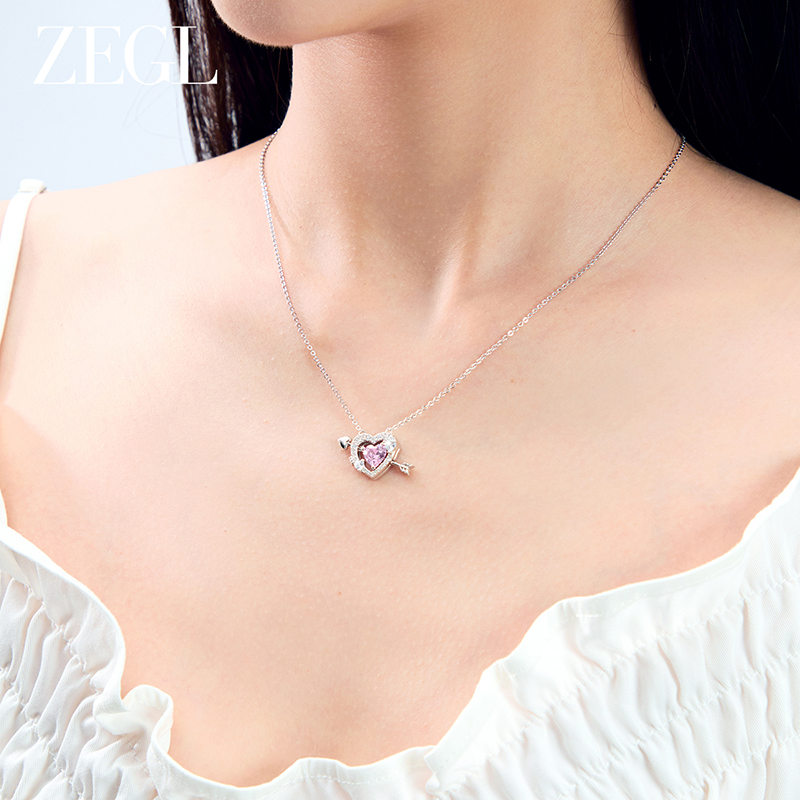 ZEGL设计师925银心动信笺小甜心项链女款2025新款七夕送女友礼物