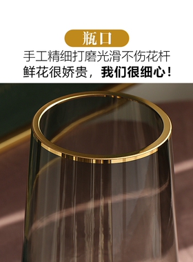 轻奢高级感ins风北欧透明玻璃花瓶摆件客厅插花鲜花水培餐桌玫瑰