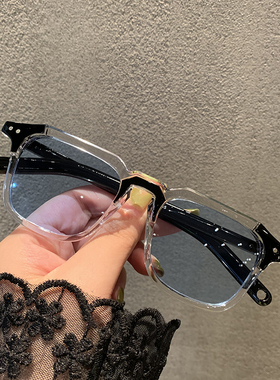 复古韩版遮阳小方框女情侣圆脸