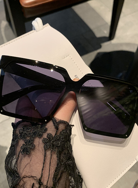 韩版个性大框方形粉色眼镜女朋克风摇滚一体墨镜男街拍黑色太阳镜