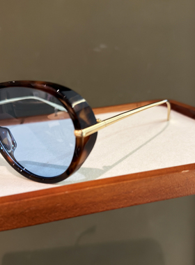 LAOPING复古椭圆框现代简约太阳眼镜女士黑色墨镜防紫外线高级感