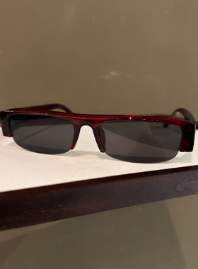 LAOPING 黑茶半框太阳眼镜男女2026新款防紫外线街拍时尚墨镜复古