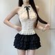 IQCQ French pure wish halter neck skirt suit