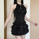 IQCQ French pure wish halter neck skirt suit