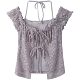 Korean chic summer lace floral fake two-piece halter neck short strap top women's design short-sleeved lace shirt