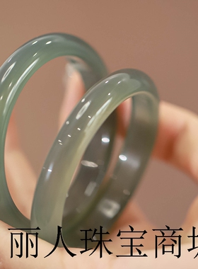 玉髓手镯玉石玛瑙冰透少女款百搭气质年轻款小众轻奢款库里蓝镯子