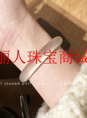 高冰浅香槟金色玛瑙手镯冰透白月光玉髓镯子年轻款荔枝冻手镯送礼