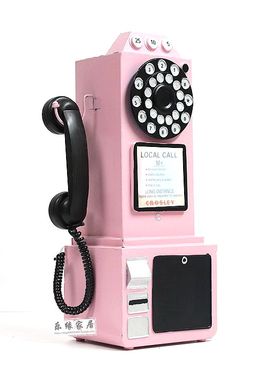 少女心粉色复古风美容店电话机