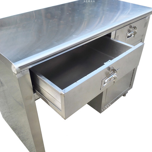 办公桌小型收款台电脑写字桌店铺收银超市果蔬称台带锁不锈钢钱柜 - 图0