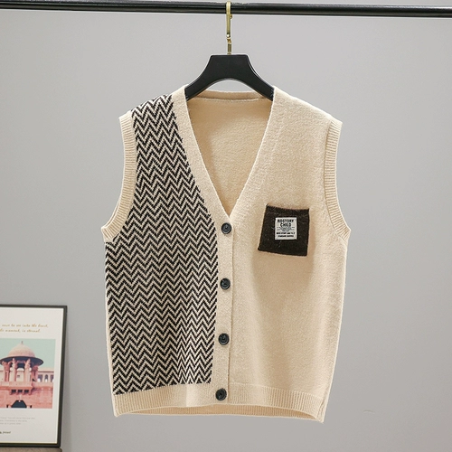 Трикотажный свитер, жилет, осенний кардиган, куртка без рукавов, в корейском стиле