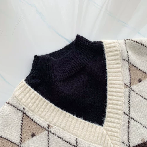 Демисезонный трикотажный свитер, кардиган, лонгслив, комплект, коллекция 2021, оверсайз, увеличенная толщина, высокий воротник