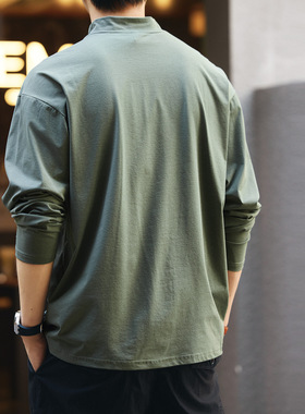 高端美式半高领拉链长袖T恤男士秋季速干打底衫Men's sweatshirt