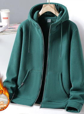 加绒加厚卫衣男秋冬休闲宽松连帽外套Men's hooded sweatshirt