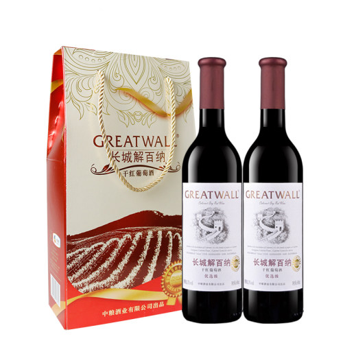中粮长城2支礼盒装红酒解百纳优选级干红葡萄酒国产正品红酒 - 图0