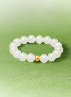 周六福18k金金镶玉和田玉戒指