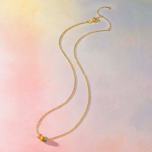 Золотое ожерелье, радужная подвеска, палитра, пончики, подарок на день рождения