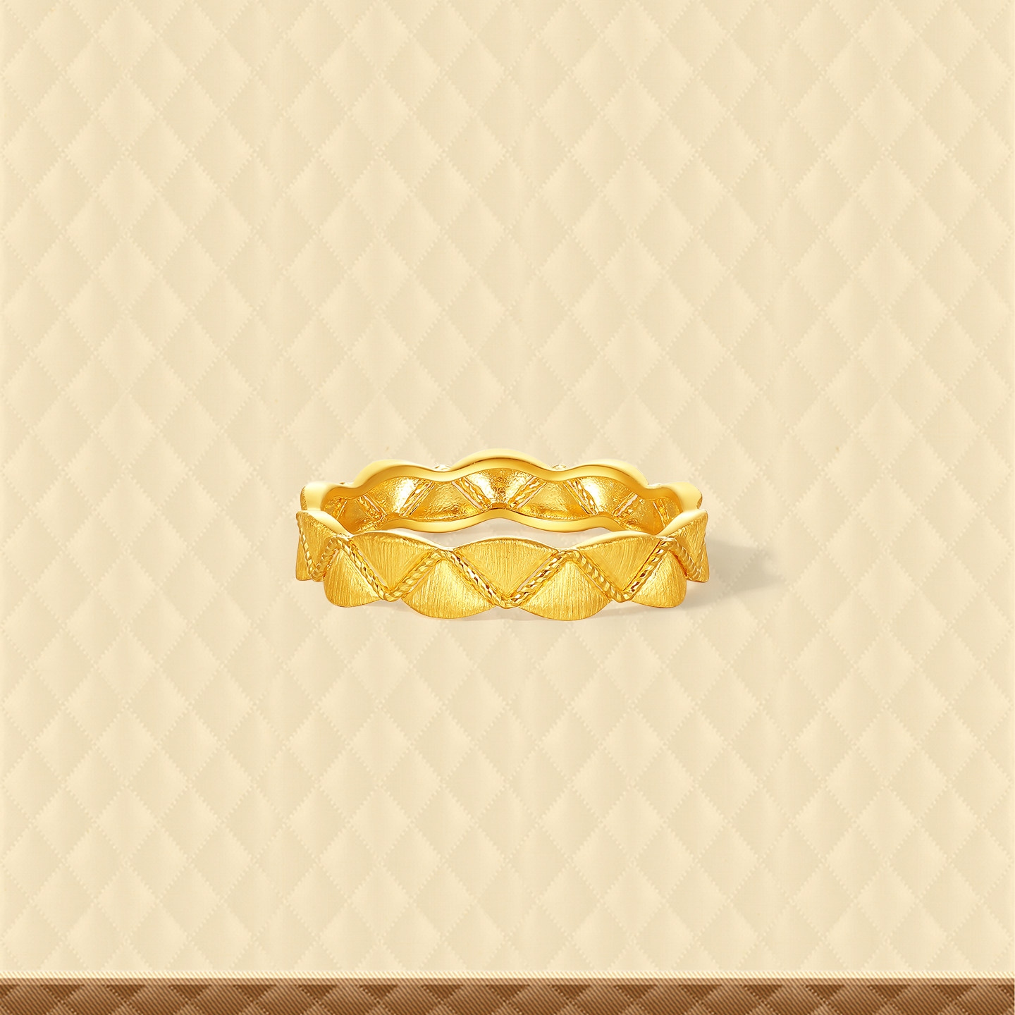 Saturday Fortune gold-denominated 5G pure gold retro palace ripple pattern ring small fragrance series holiday gift