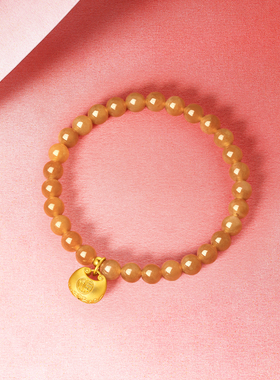 周六福金镶玉和田糖玉小胖福手串