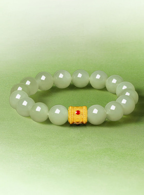 周六福金镶玉如玉回纹手串