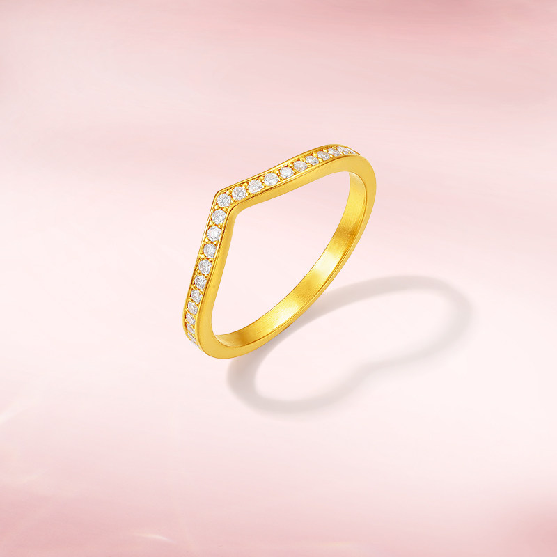 Saturday blessing gold inlaid diamond ring for women