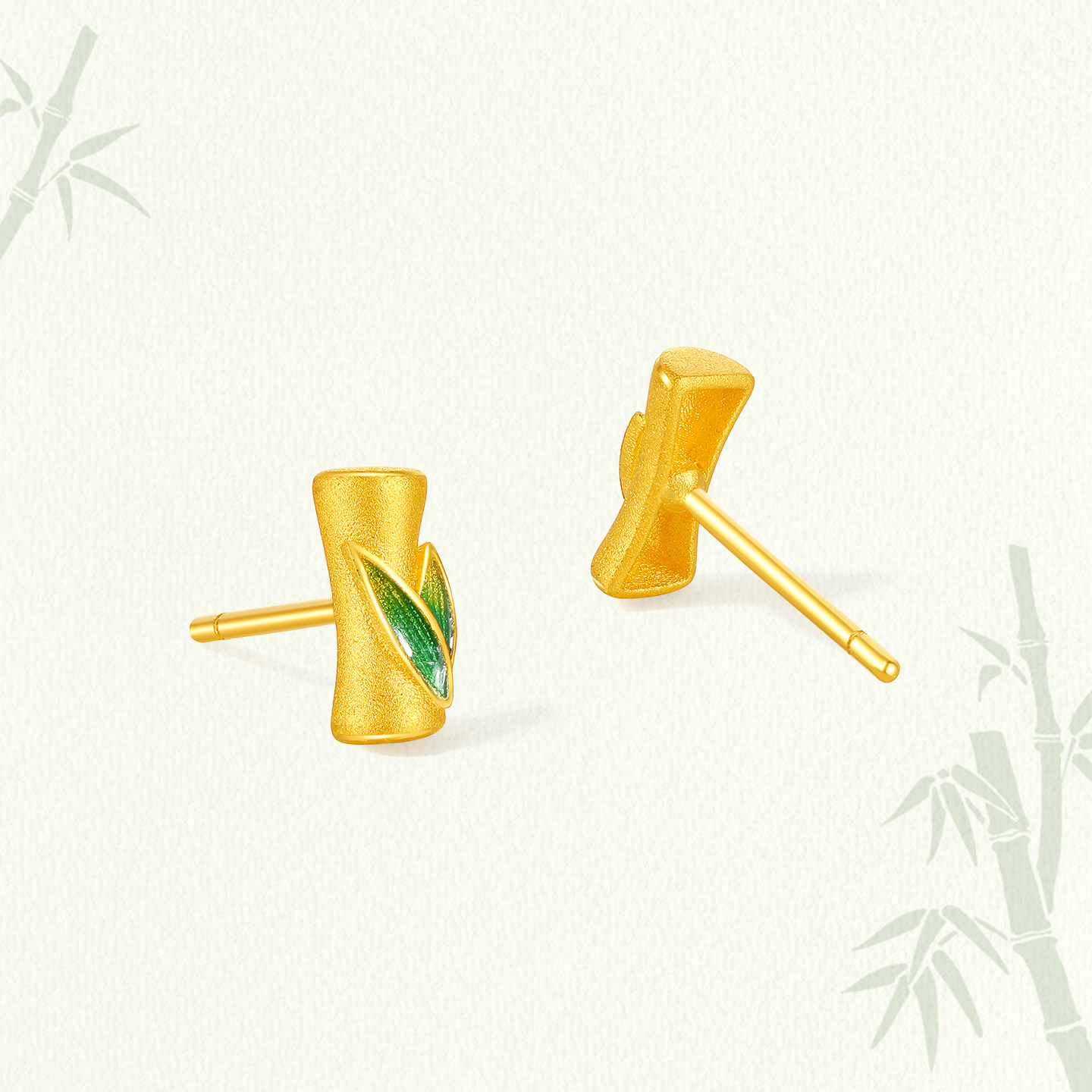 周六福黄金足金耳饰耳钉计价金竹一叶节节高升送女友新年礼物,淘宝优惠券,粉丝福利购,淘宝优惠卷