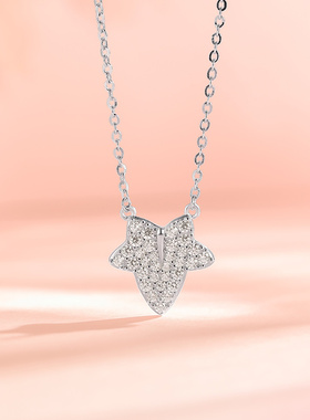 周六福项链女叶子链坠S925银高级感轻奢送女友节日礼物