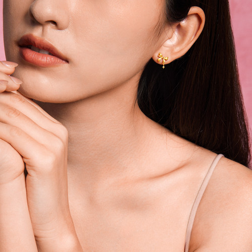 周六福黄金耳钉女星梦心甜酷少女系列足金计价送女友节日礼物 - 图1