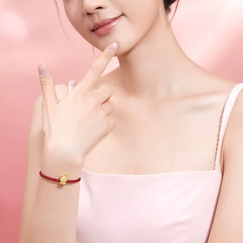 Золотой браслет с одной бусиной, цепочка, браслет из красной нити, слиток, подарок на день рождения