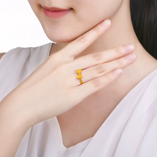 Золотое регулируемое кольцо с бантиком, подарок на день рождения