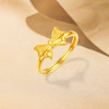 Saturday blessing gold ring for women, pure gold, small version of bow ring, fugitive princess series holiday gift